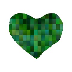 Green Blocks Pattern Backdrop Standard 16  Premium Flano Heart Shape Cushions