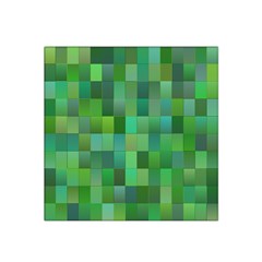 Green Blocks Pattern Backdrop Satin Bandana Scarf by Nexatart