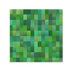 Green Blocks Pattern Backdrop Small Satin Scarf (square) by Nexatart