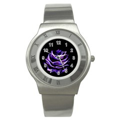 Rose Flower Design Nature Blossom Stainless Steel Watch by Nexatart