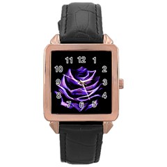 Rose Flower Design Nature Blossom Rose Gold Leather Watch  by Nexatart