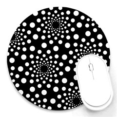 Dot Dots Round Black And White Round Mousepads by Nexatart