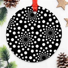 Dot Dots Round Black And White Ornament (round) by Nexatart