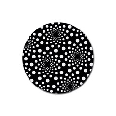 Dot Dots Round Black And White Rubber Round Coaster (4 Pack) 