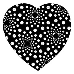 Dot Dots Round Black And White Jigsaw Puzzle (heart) by Nexatart