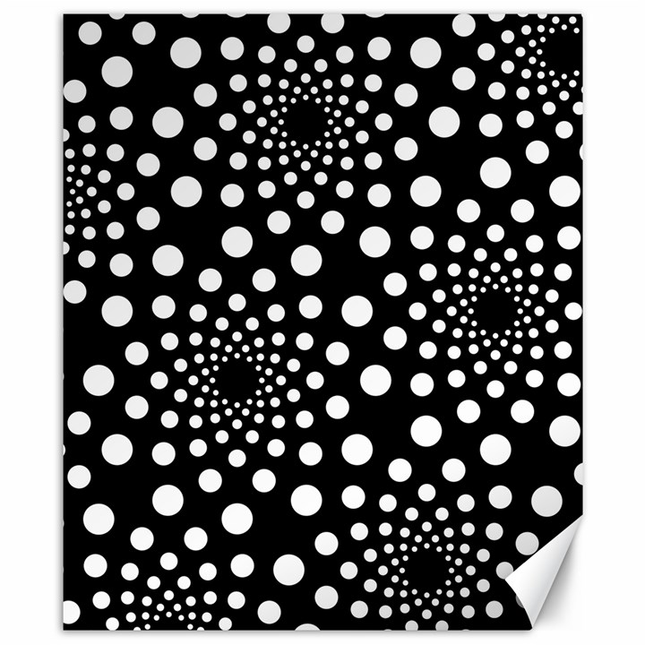 Dot Dots Round Black And White Canvas 8  x 10 