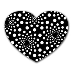 Dot Dots Round Black And White Heart Mousepads by Nexatart