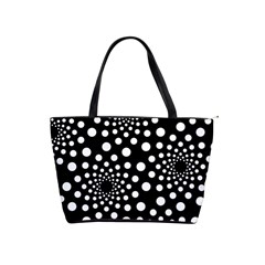 Dot Dots Round Black And White Shoulder Handbags by Nexatart