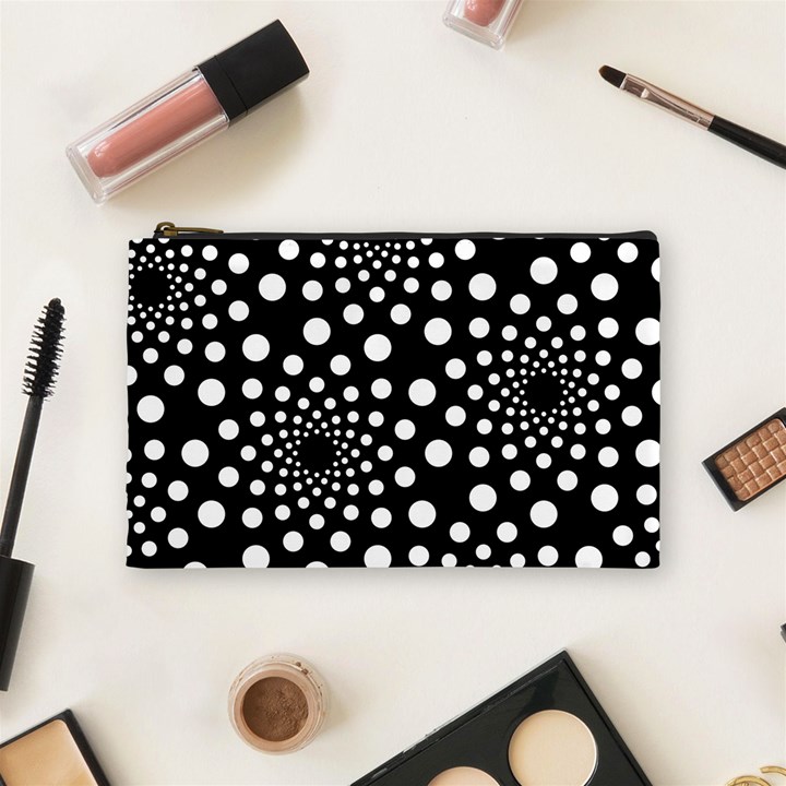 Dot Dots Round Black And White Cosmetic Bag (Medium) 