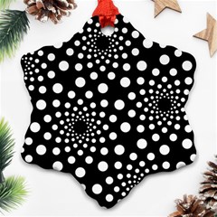 Dot Dots Round Black And White Snowflake Ornament (two Sides) by Nexatart