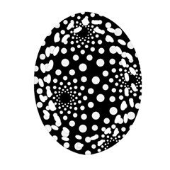 Dot Dots Round Black And White Ornament (oval Filigree) by Nexatart