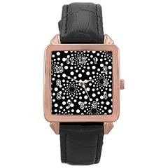 Dot Dots Round Black And White Rose Gold Leather Watch  by Nexatart