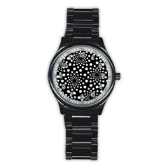 Dot Dots Round Black And White Stainless Steel Round Watch by Nexatart