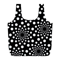 Dot Dots Round Black And White Full Print Recycle Bags (l)  by Nexatart