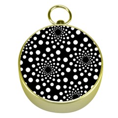 Dot Dots Round Black And White Gold Compasses by Nexatart