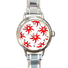 Star Figure Form Pattern Structure Round Italian Charm Watch by Nexatart