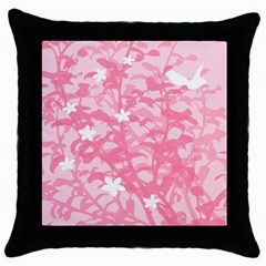 Plant Flowers Bird Spring Throw Pillow Case (black) by Nexatart