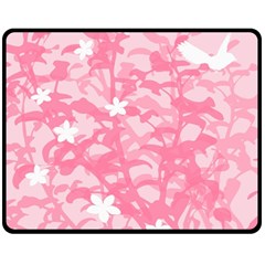 Plant Flowers Bird Spring Fleece Blanket (medium)  by Nexatart