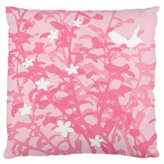 Plant Flowers Bird Spring Large Flano Cushion Case (one Side) by Nexatart