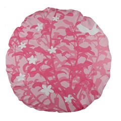 Plant Flowers Bird Spring Large 18  Premium Flano Round Cushions by Nexatart