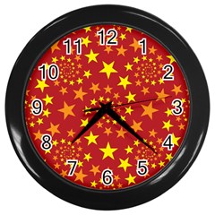 Star Stars Pattern Design Wall Clocks (black) by Nexatart