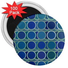 Circles Abstract Blue Pattern 3  Magnets (100 Pack) by Nexatart