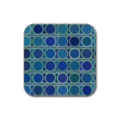 Circles Abstract Blue Pattern Rubber Coaster (square)  by Nexatart