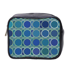 Circles Abstract Blue Pattern Mini Toiletries Bag 2-side by Nexatart