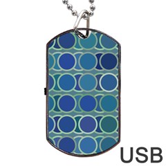 Circles Abstract Blue Pattern Dog Tag Usb Flash (one Side) by Nexatart