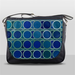 Circles Abstract Blue Pattern Messenger Bags by Nexatart