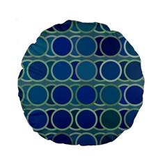 Circles Abstract Blue Pattern Standard 15  Premium Round Cushions by Nexatart