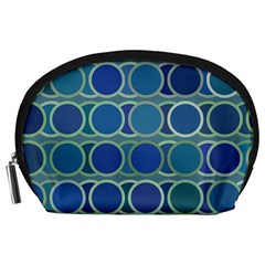 Circles Abstract Blue Pattern Accessory Pouches (large)  by Nexatart