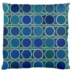 Circles Abstract Blue Pattern Large Flano Cushion Case (one Side) by Nexatart