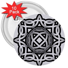 Celtic Draw Drawing Hand Draw 3  Buttons (10 Pack)  by Nexatart