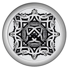 Celtic Draw Drawing Hand Draw Wall Clocks (silver) 