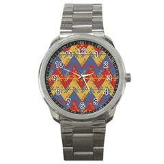 Aztec Traditional Ethnic Pattern Sport Metal Watch by Nexatart