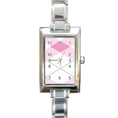 Tablecloth Stripes Diamonds Pink Rectangle Italian Charm Watch by Nexatart