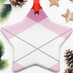 Tablecloth Stripes Diamonds Pink Ornament (star)