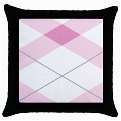 Tablecloth Stripes Diamonds Pink Throw Pillow Case (black) by Nexatart