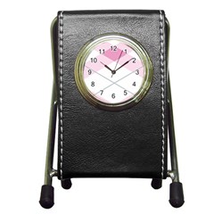 Tablecloth Stripes Diamonds Pink Pen Holder Desk Clocks by Nexatart