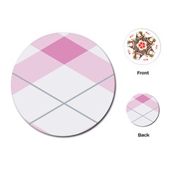 Tablecloth Stripes Diamonds Pink Playing Cards (round)  by Nexatart