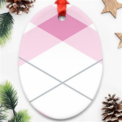 Tablecloth Stripes Diamonds Pink Oval Ornament (two Sides) by Nexatart