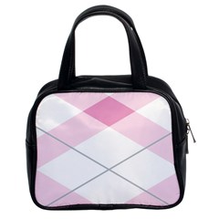 Tablecloth Stripes Diamonds Pink Classic Handbags (2 Sides) by Nexatart