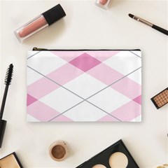 Tablecloth Stripes Diamonds Pink Cosmetic Bag (medium)  by Nexatart