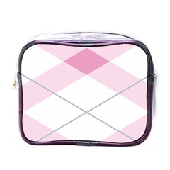 Tablecloth Stripes Diamonds Pink Mini Toiletries Bags by Nexatart