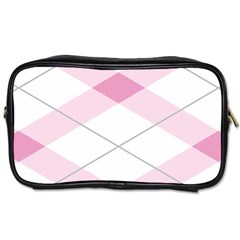 Tablecloth Stripes Diamonds Pink Toiletries Bags by Nexatart