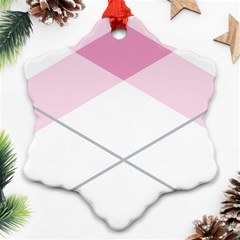 Tablecloth Stripes Diamonds Pink Snowflake Ornament (two Sides) by Nexatart