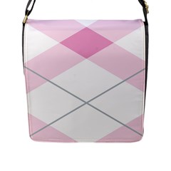 Tablecloth Stripes Diamonds Pink Flap Messenger Bag (l)  by Nexatart