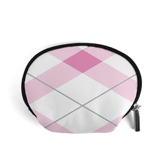 Tablecloth Stripes Diamonds Pink Accessory Pouches (small)  by Nexatart