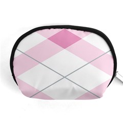 Tablecloth Stripes Diamonds Pink Accessory Pouches (medium)  by Nexatart